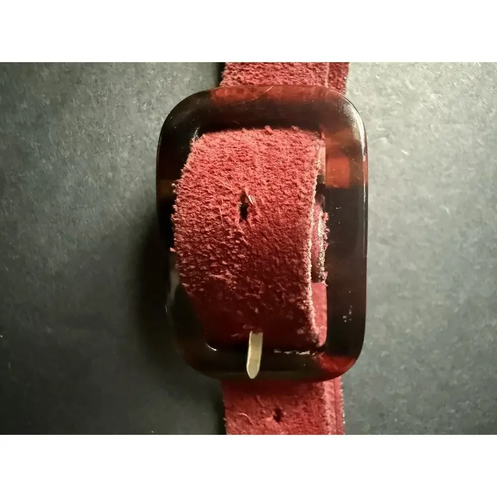 Vtg. Womens Belt Suede Leather Burgundy Boho Career Classic 80s 90s Y2K Mod